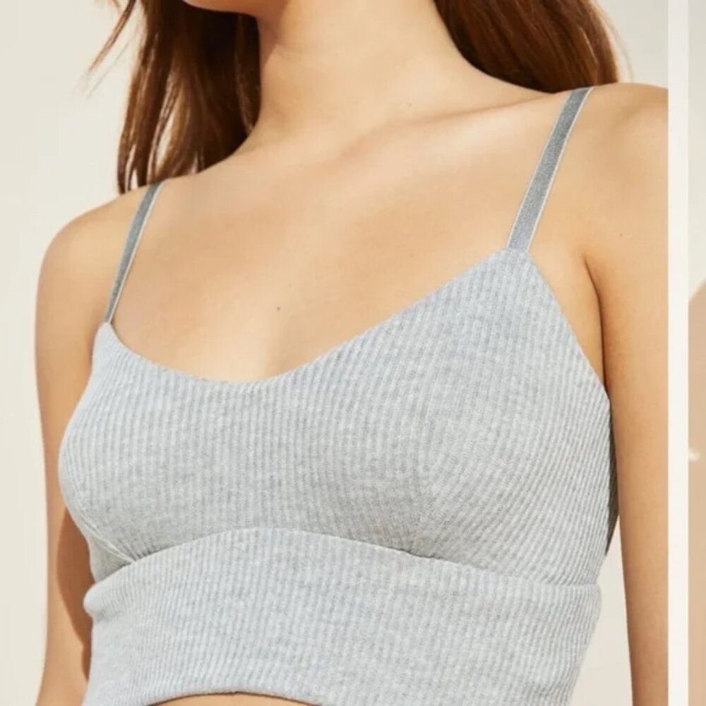 Eberjey Elon Ribbed Longline Bralette Crop Top - Picture 2 of 7